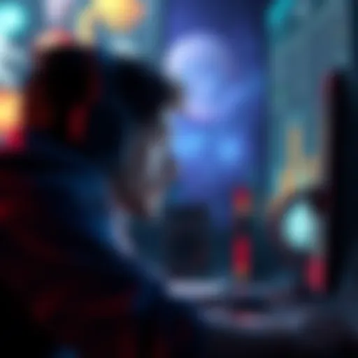 A gamer looks at their screen, contemplating whether to finish a game they don't enjoy, with Spiritfarer visuals in the background.