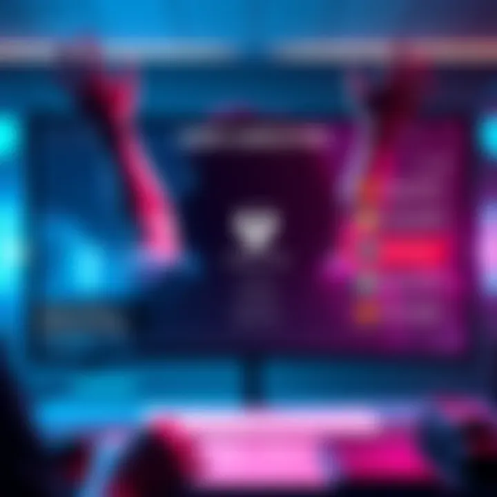 A gamer celebrates after completing a game, showing a completion screen with achievements unlocked and a checklist of tasks done.