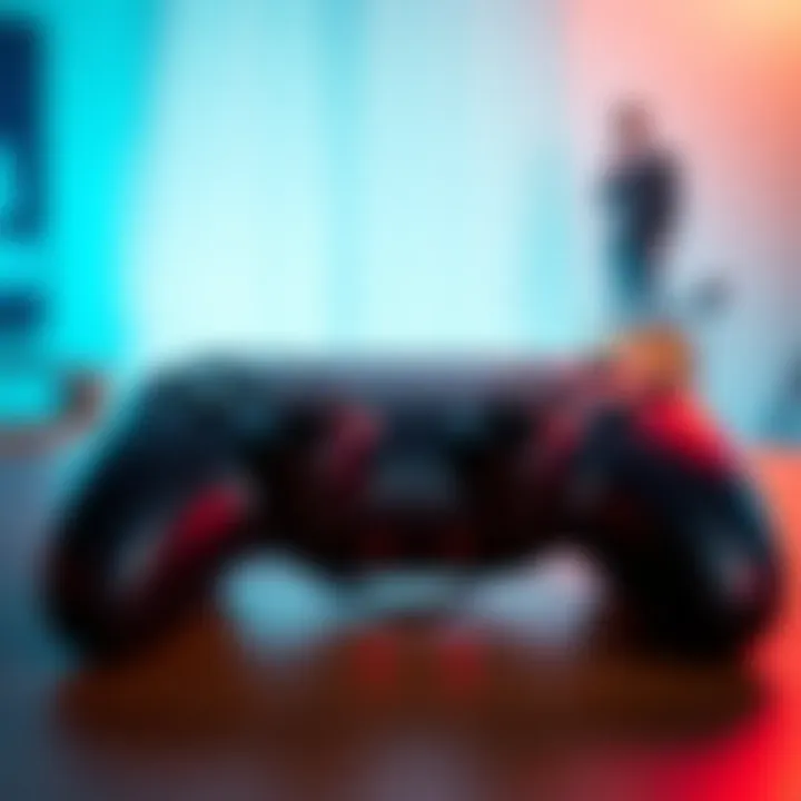 A game console with a controller on a table, providing a distraction for someone coping with loss.