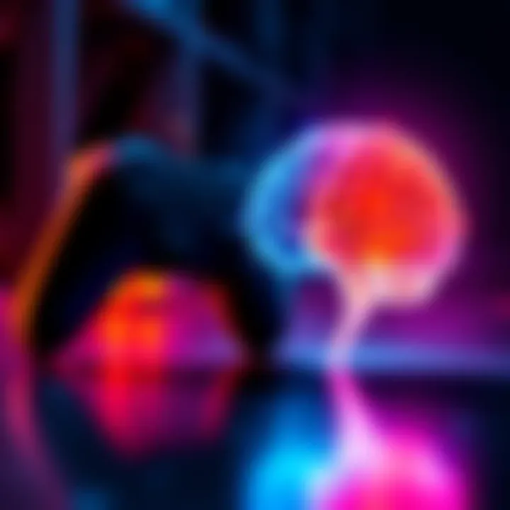 A brain graphic next to a gaming controller, highlighting the connection between frontal lobe damage and gaming experiences.