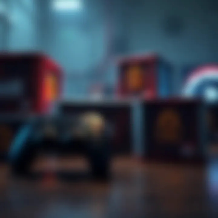 Game controller and locked crates A game controller alongside several locked crates, indicating disabled features and collectibles in a gaming environment.