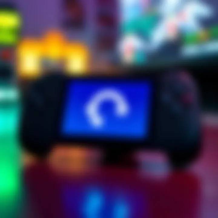 A video game controller with a refresh/replay icon on the screen, symbolizing replay value in gaming.