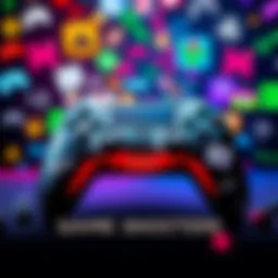 Game controller with fading shooter graphics A game controller surrounded by icons of various gaming genres fading away, highlighting the decline of interest in shooter games.