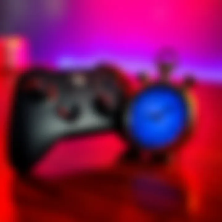 A game controller next to a stopwatch, representing speed in completing a game on New Game Plus mode.