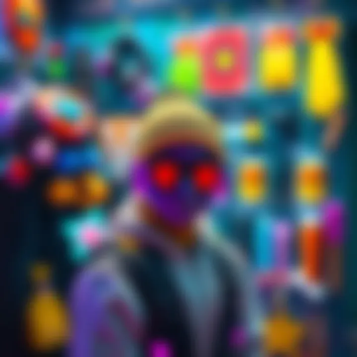 A variety of vibrant customization items displayed for character personalization in a video game.