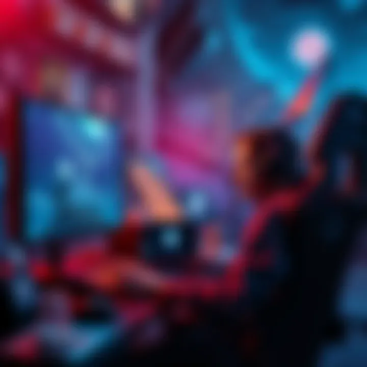 Game developer working on As Dusk Falls A game developer at a computer, creating visuals for As Dusk Falls with AI-generated images on the screen