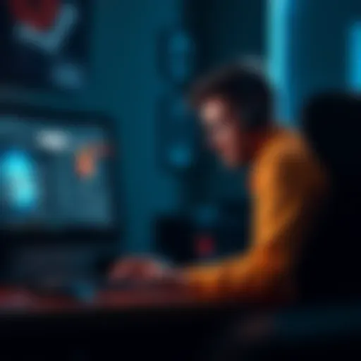 A concerned game developer sitting at a computer, looking frustrated while reviewing Steam's classification of their game.