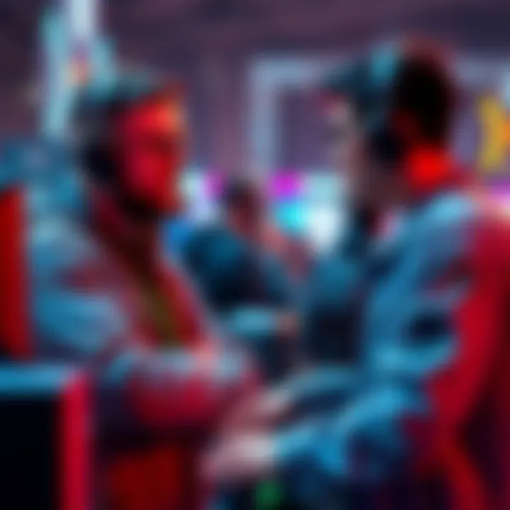 A game developer discussing strategies with a popular streamer at a gaming event