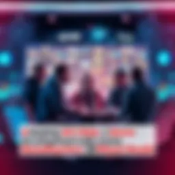 A group of game developers sharing ideas about AI's role in game development, surrounded by game designs and technology