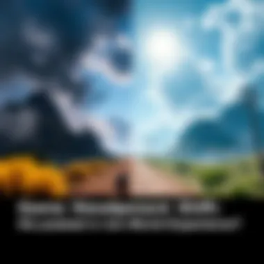 Game Development Shift A split image showing an open world scene on one side and a linear pathway on the other, illustrating the change in game design.