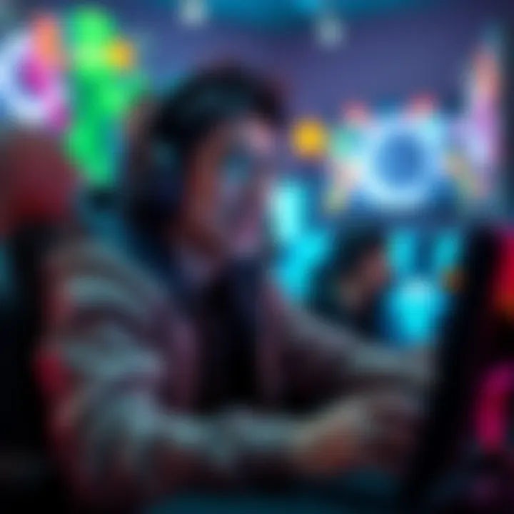 A gamer playing an exciting game with engaging graphics and storytelling