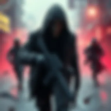 A scene showing a killer in a video game allowing players to escape, with a tense atmosphere and players running away in the background.