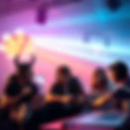 A group of players enjoying a game together, discussing features that improve gameplay for all skill levels.