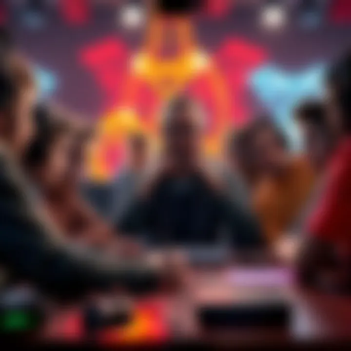 A group of gamers sitting around a table looking puzzled and frustrated while playing a challenging video game together.