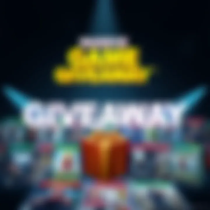 Exciting promotion showcasing a variety of video game covers for a massive giveaway event with over 570 titles available.