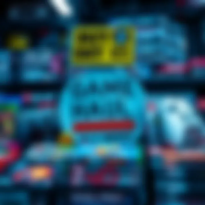 A collection of video games with a buy 2, get 1 free sign