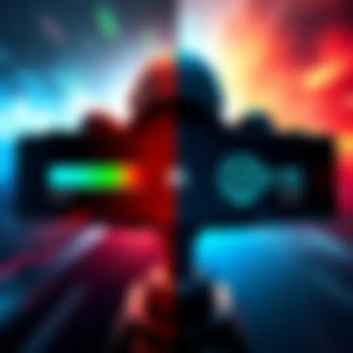 A split screen showing a game installation progress bar on one side and an update progress bar on the other, highlighting the speed difference.