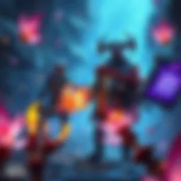 A scene showing the items ‘Taste of Iron’, Auroras passive, Fire Blossom, and Tainted Guard in action during gameplay