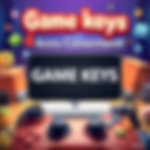 Graphic showing a contest for game keys with a playful background and gaming icons, inviting people to participate by commenting with a fun fact and their desired game key.