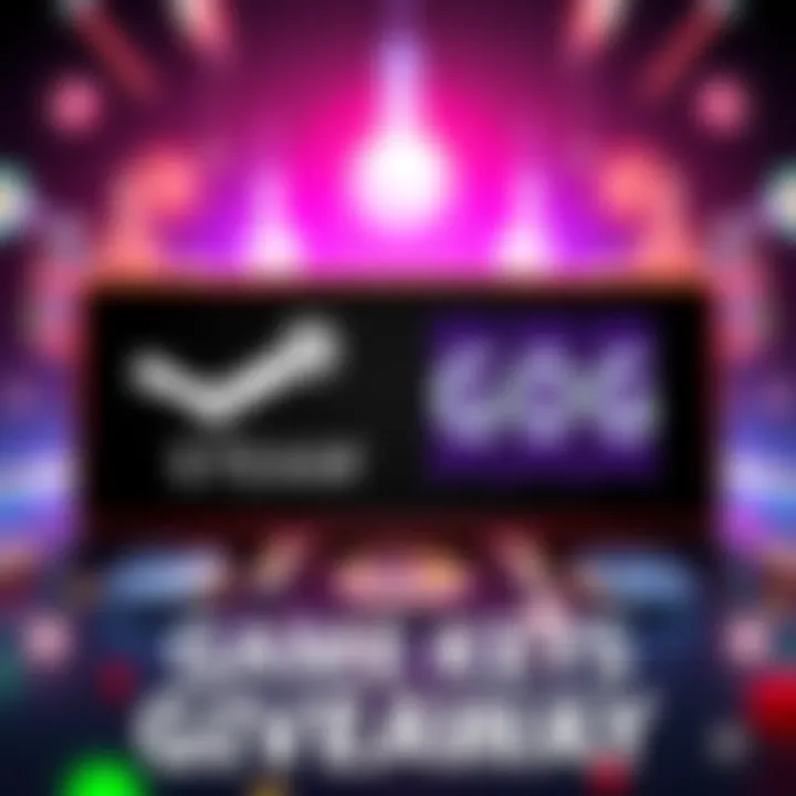 Graphic showing Steam and GOG logos with video game icons and text promoting a giveaway for game keys