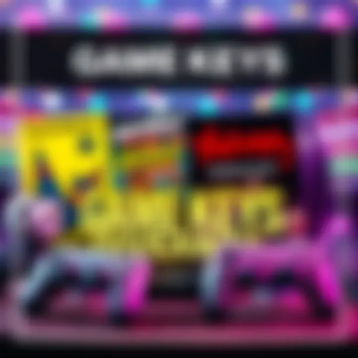 Game Keys Giveaway Colorful graphic showcasing popular game titles for a giveaway including Guacamelee and Yakuza 3 Remaster, with a festive background and game controllers