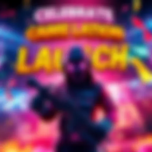 Colorful graphic celebrating a game launch with free keys giveaway