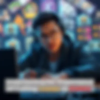 A gamer contemplating a tough decision while playing, with graphics showing game characters struggling