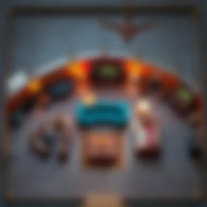 A game map layout showing different rooms with properly scaled furniture for gaming design.