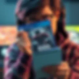 A gamer holds a used video game case looking confused, with a missing manual emphasized.