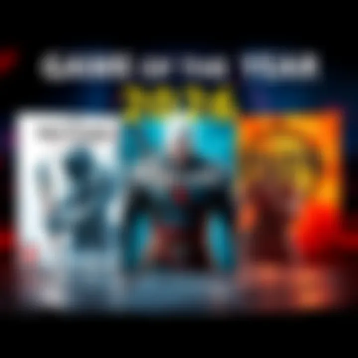 Three iconic video game covers representing Witcher 3, Elden Ring, and Baldur’s Gate 3 in a competitive setup