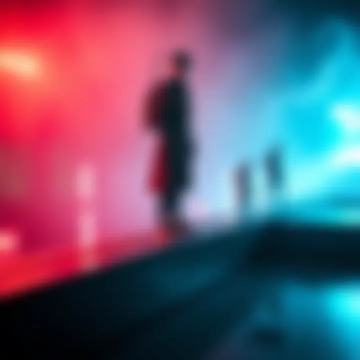 A visual representation of a character from a video game, standing on a timeline, illustrating different pacing scenarios in storytelling