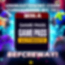 A colorful graphic announcing a chance to win a 3-month Game Pass Ultimate code with gaming elements in the background.
