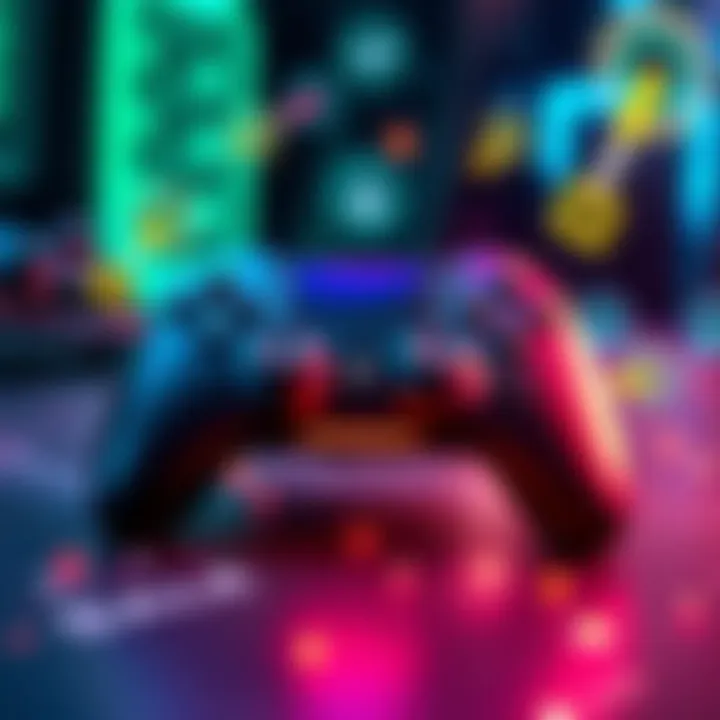 A vibrant graphic showing a game controller with update notifications and icons around it, symbolizing a new game patch.