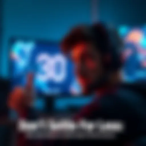 A gamer frustrated by low frame rates, showing a 30 FPS display on screen with a thumbs down gesture.