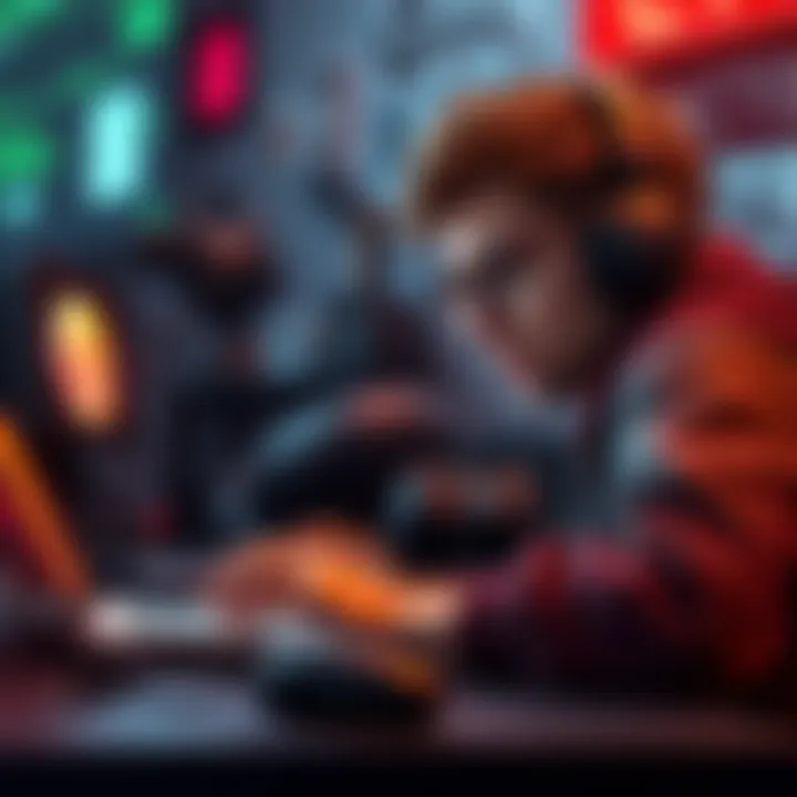 A gamer looking frustrated while comparing game prices on a laptop.