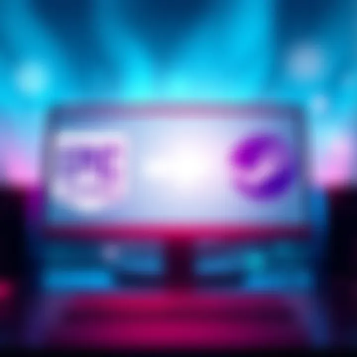 Illustration showing a computer screen with Epic Games and Steam logos, with arrows indicating data transfer between them