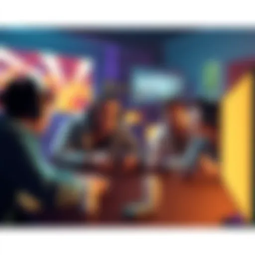 A group of gamers discussing their favorite games and sharing opinions on new titles