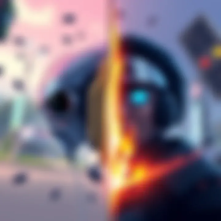 An illustration showing a side-by-side comparison of a video game remake and remaster, highlighting updated graphics and classic elements.