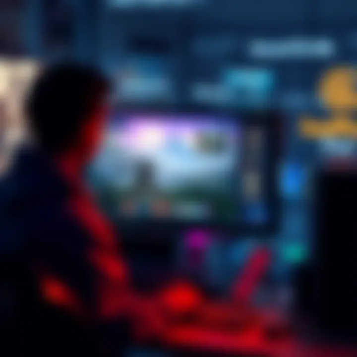 A person looking at a computer screen displaying the game's graphics and reviews, contemplating a purchase