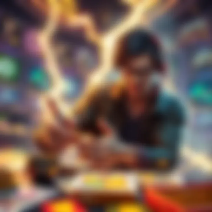 A player customizing their deck and focusing on missions to maximize game rewards in a vibrant game environment.