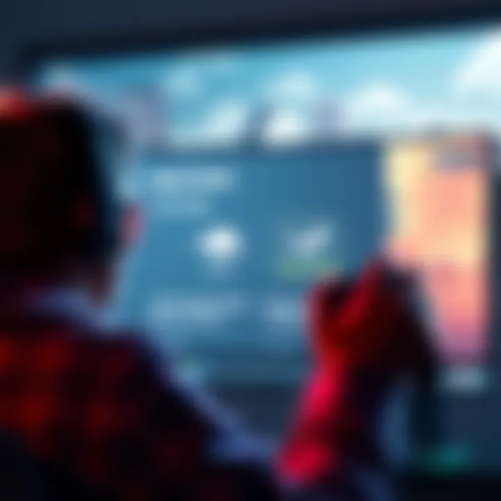 A gamer looking at a screen showing game save options between local storage and cloud storage on Steam