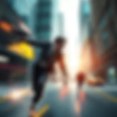 Game scene from 007 First Light An intense action sequence from 007 First Light featuring the main character in a fast-paced chase through a cityscape.