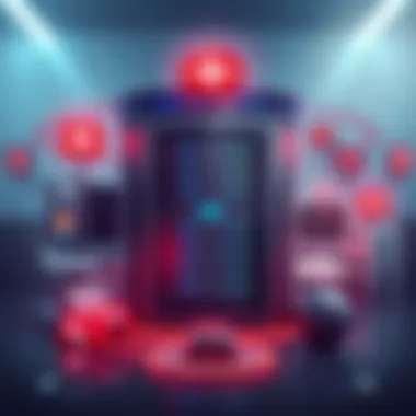 Illustration showing a game server surrounded by automated systems and emergency response icons, symbolizing remote management without staff oversight.