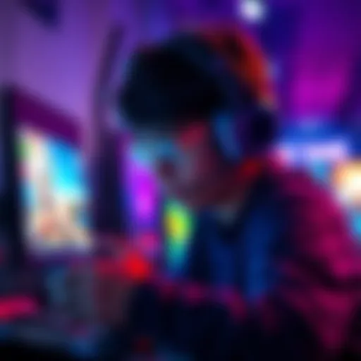 A player wearing headphones while playing a video game, focused on detecting audio cues to enhance gameplay.