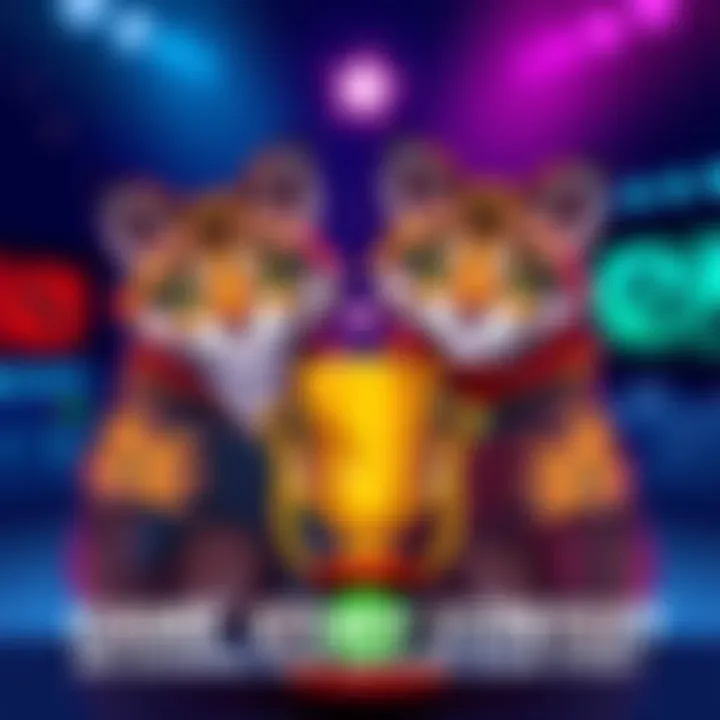 A vibrant illustration of two Bobcats with gaming elements like controllers and a trophy, inviting players to share their thrilling game stories for a chance to win.