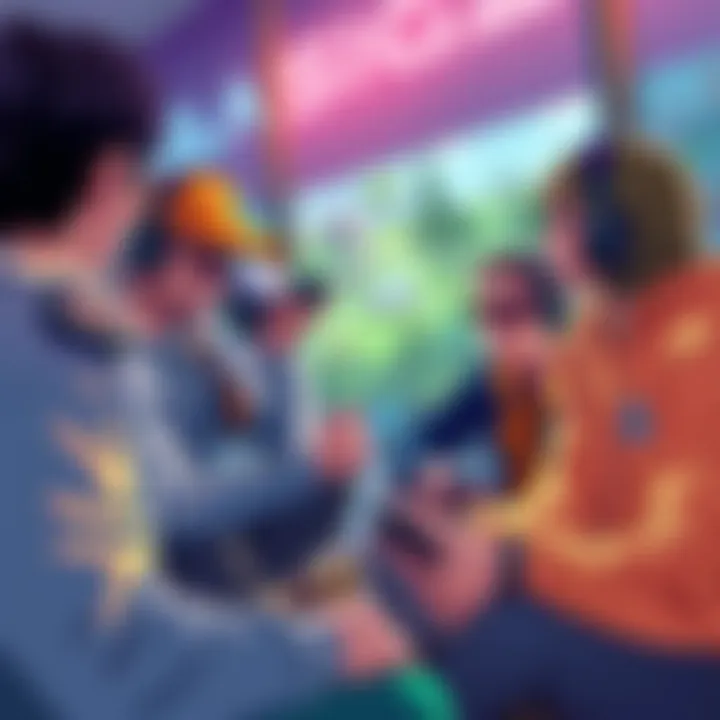 A group of gamers sharing tips and strategies for completing missions and character development in a popular video game.