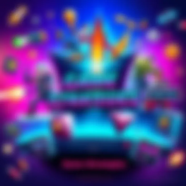 A colorful graphic displaying various game combos and strategies to enhance gameplay, featuring characters in action and icons of power-ups.