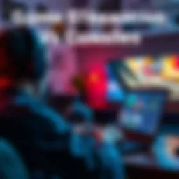 A gamer streaming a video game on a laptop while a console sits idle in the background