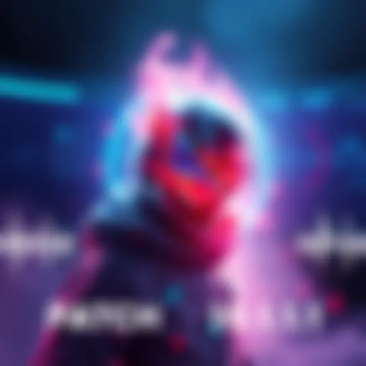 Game Update Announcement A visually striking graphic showcasing a game character with a glowing aura, accompanied by a digital display of patch notes and audio waveforms in the background.