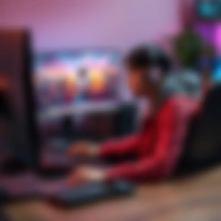 A person sitting at a computer looking frustrated while playing a video game, showing a screen with a battle royale game interface resembling Chinese PUBG.
